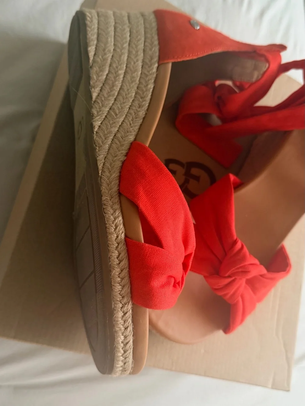 NEW UGG Yarrow Fire Orange Espadrille Wedge Sandals Women’s Size 10 EU 41